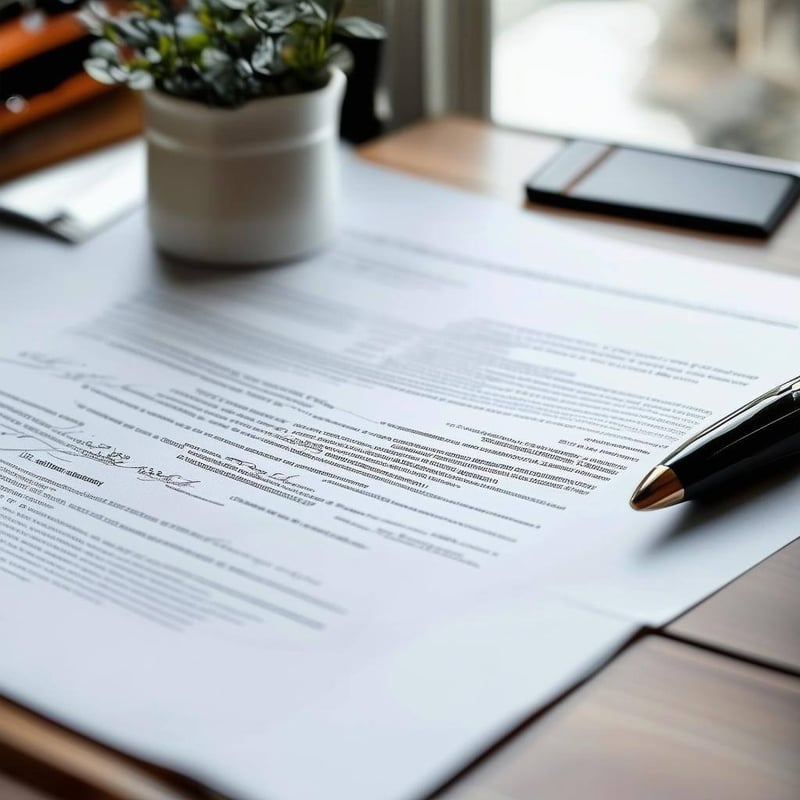 A neat and clean deed to land and a contact on a clean desk