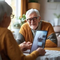 older people meeting on video call